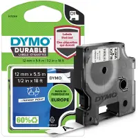 Dymo Labeltape D1 Durable sort på hvid 12mm x 5,5m