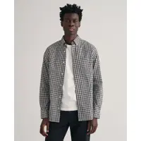Gant for man. 3000120 Black Vichy check poplin shirt Regular Fit (4XL), Casual, Cotton, Long sleeve