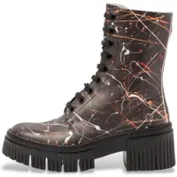 Art for woman. 11375F126003_ESP Leather ankle boots 1375F black (36), 3 to 5 cm, Laces, Zip, Casual