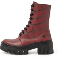 Art for woman. 11375F1X2003_ESP Leather ankle boots 1375F red (41), Flat, 3 to 5 cm, Laces, Zip, Casual