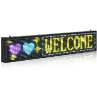 Vevor Programmerbart LED-skilt, P10 Fullfarget Fleksibelt Digitalt Scrolling Panel, DIY Tilpasset Tekstmønster GIF-skjermtavle, Bluetooth APP-kontroll Meldingsbutikkskilt for butikkreklame, 40x8 tomme