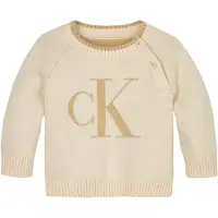 Calvin Klein Genser - Strikk - Floffy Logo - Whitecap Grå - - 2 år (92) - Genser