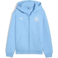 Puma Manchester City FtblEssentials Hooded Jacket Youth, Clothing, Light Blue/White, 11-12Y