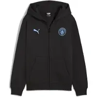Puma Manchester City FtblEssentials Hooded Jacket Youth, Clothing, Black/Light Blue, 9-10Y