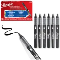 Sharpie Creative Marker Acrylic Paint Pens | Brush Tip Water-Based Paint Markers | Black | 6 Count