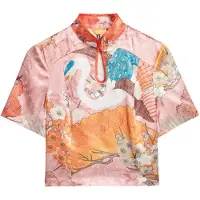 Superdry Mandarin Jacquard Kortarmet T-skjorte