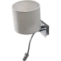 Argon Vegglampe Bilo, hvit/krom, tekstil, 2 lyskilder, leselampe