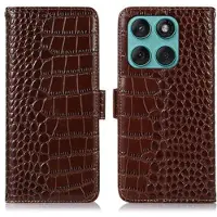 Mtp Products Motorola Edge 60 Fusion Crocodile Series Lommebok-deksel i Lær med RFID - Brun
