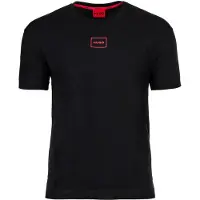 HUGO for man. 50525236 Stretch cotton t-shirt with logo print black (XL), Casual, Short sleeve