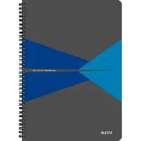 Leitz Office - Notisbok - spiralbundet - A4 - 90 ark / 180 sider - rutet - blå - kartong