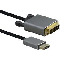 Helos -tilkoblingskabel, DisplayPort-plugg/DVI-plugg, PREMIUM, 1,0 m, svart