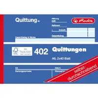 Herlitz 402 - Receipt pad - 40 ark - A6 (105 x 148 mm) - dublett - karbonfri (en pakke 4)