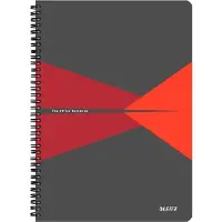 Leitz Office - Notisbok - spiralbundet - A4 - 90 ark / 180 sider - linjert - rød - laminert kartong