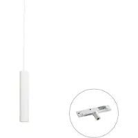 QAZQA Design pendellampe hvit inkl. 1-fase skinneadapter - Slimline Tuba Small
