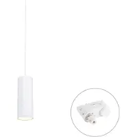 QAZQA Design pendellampe hvit inkl. skinnadapter 3-fase - 3-fase Tubo