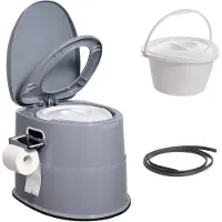 Vevor Bærbart Campingtoalett, Porta Potty med 1,3 Gallon Avtakbar Innerbøtte og Avtakbar Papirholder, Toalett med Doble Lokk, Reisetoalett for Voksne Barn Utendørs Camping Bil Lange Bilturer