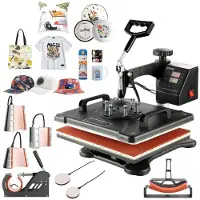 Vevor VEV varmepresse 8 i 1 varmepressemaskin 38x30cm t-skjortepresse krustrykkemaskin multifunksjonell varmeoverføringsmaskin for t-skjorte krus hatteplate sublimeringstrykk