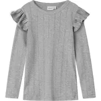 Name it Genser - Noos - NmfJulia - Grey Melange m. Hullmønster - - 2 år (92) - Genser