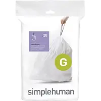 Simplehuman Kode G tilpassede søppelposer, pakke med 20, hvit