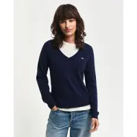 Gant for woman. 4805262 V-neck extra fine navy lambswool jumper (XXL), Casual