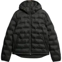 Superdry for man. M5012045A Black quilted hooded coat (M), Casual, Recycled Polister, Sustainable