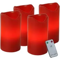 Star Trading Candle LED-lys i 4-er sett med fjernkontroll, rød