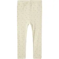 Lil´ Atelier Lil' Atelier Leggings - Rib - NmfGago - Turtledove/Flower - - 5 år (110) - Leggings