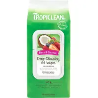 Tropiclean Deep Cleaning Pet Wipes Berry & Coconut (100-Pack)