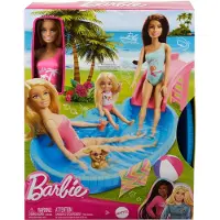 Barbie -dokke og -bassenglekesett, blondine med basseng, sklie, håndkle og drikke, Dukke leke-sett, 3 år, 250 g