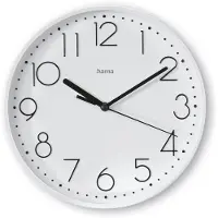 Hama Lydløs veggklokke med 22 cm diameter og sveipende sekundviser - Hvit