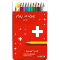 Caran d'Ache wisscolor blyanter, metallboks, 12 stk.