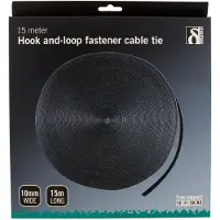 Deltaco Velcro Cable Tie Roll - 15m - Black