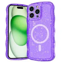 Mtp Products iPhone 15 Pro Wave-Edge Laser Glitter MagSafe-deksel - gjennomsiktig lilla