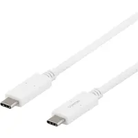 Deltaco USB-C til USB-C-kabel, 1m, USB-IF-sertifisert, 5Gbit/s, hvit