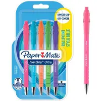Paper Mate FlexGrip Ultra Bright kulepenner | Middels punkt (1,0 mm) | Svart blekk | Bright Barrels | 5 Stk