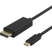 Deltaco USB-C til DisplayPort-kabel, 4K 60Hz, 2m, svart
