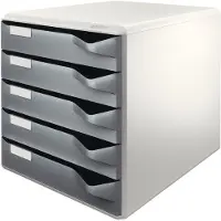 Leitz - Skuffskap - 5 skuffer - for A4 (210 x 297 mm) - blekgrå med mørkegrå bakker