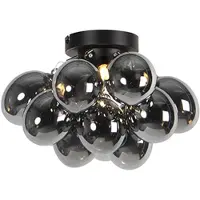 QAZQA Design taklampe svart med røykglass 3-lys - Uvas