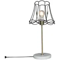 QAZQA Retro bordlampe messing med Granny Frame svart 25 cm - Kaso