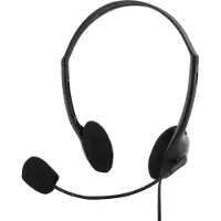 Deltaco , headset med mikrofon og volumkontroll 2m kabel