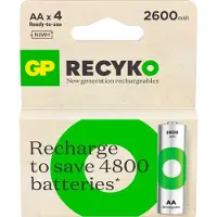 GP Recyko 2600 mAh AA/HR6 4-pakning
