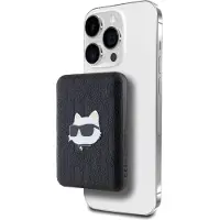 Karl Lagerfeld Powerbank induktiv KLPB5FPGKSCHHK 16W 5000mAh svart/svart Choupette Head Pin MagSafe