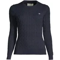 Gant for woman. 4800100 Round neck jumper in navy stretch cotton jersey with eights knitted fabric (XL), Casual
