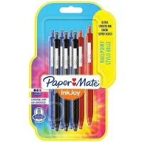 Paper Mate InkJoy 300RT uttrekkbare kulepenner | Middels punkt (1,0 mm) | Svart, blå og rød | 8 Stk