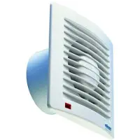 Maico Ventilator E-Style 100 PRO MHT, kontraspjæld, timer (efterløb 3-25min) og fugtstyring 40-80% RH. Luftmgd. 95m³/h. Mål 160x160/ø98mm.