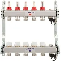 Salus Gulvvarmemanifold til 2 kredse i rustfristål med flowmeter