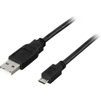Deltaco USB 2.0 Type A til Micro-B USB, 5-pin, 1m, svart