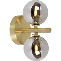 Lucide Vegglampe Tycho, 2 lyskilder, gull/røykgrå