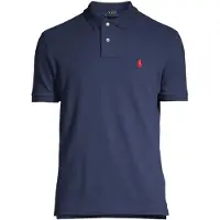 Ralph Lauren for man. 710782592008 Navy pique polo shirt (S), Casual, Cotton, Short sleeve