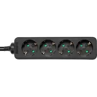 Deltaco GT-0422 - Flerkoplingslist - AC 250 V - 3680 watt - inngang: power CEE 7/7 - utgangskontakter: 4 (4 x CEE 7/3) - 5 m kabel - svart